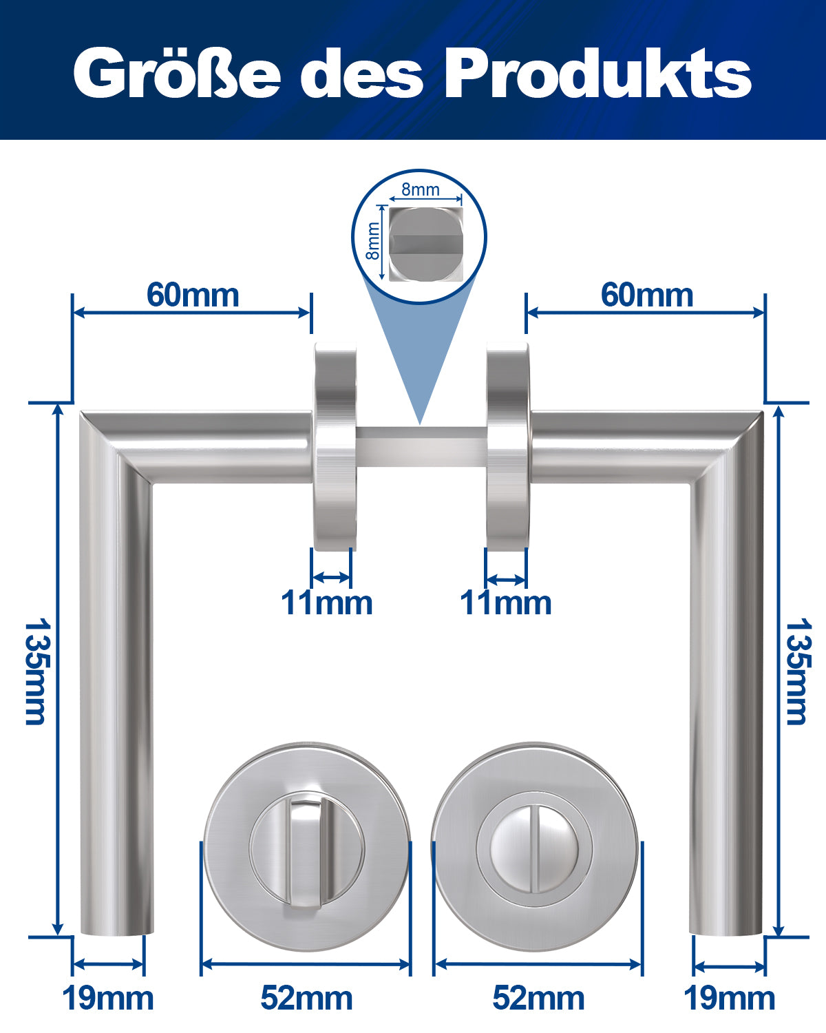 DIYGEEK Drückergarnitur Silber, WC