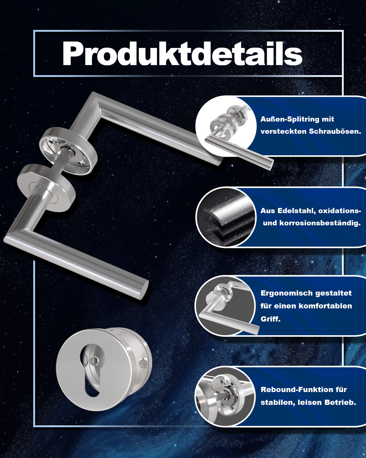 DIYGEEK Drückergarnitur Zimmertür Silber, PZ