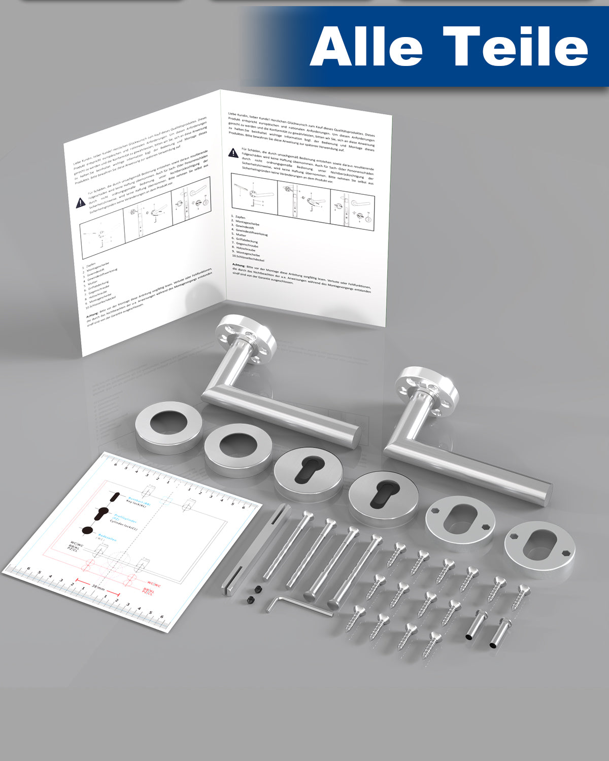 DIYGEEK Drückergarnitur Zimmertür Silber, PZ