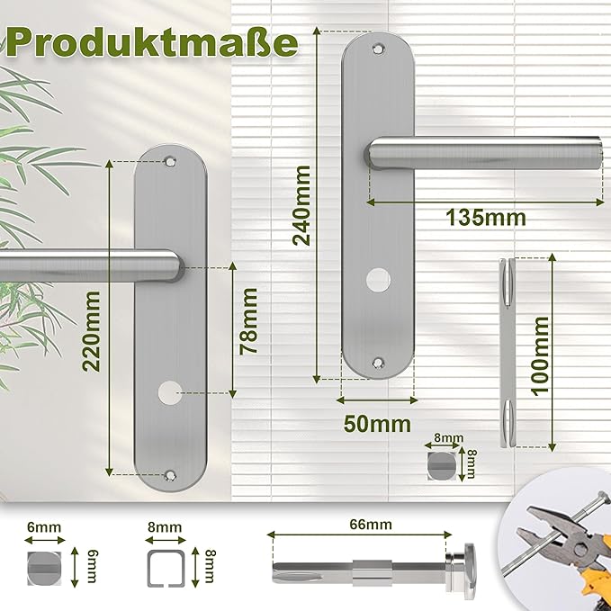 DIYGEEK Türdrücker mit Montagezubehör Silber,GB