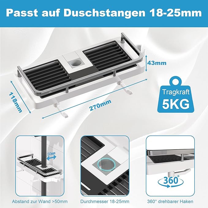 DIYGEEK Duschregal ohne Bohren Weiß