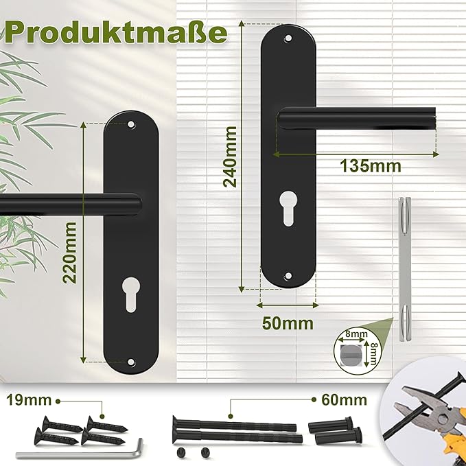 DIYGEEK Türgriffe Innentüren Schwarz,PE
