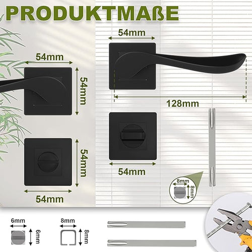 DIYGEEK Badezimmer Türschloss Türklinke Schwarz,WC