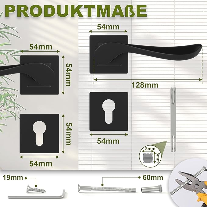 DIYGEEK Türgriffe Innentüren Schwarz,PZ