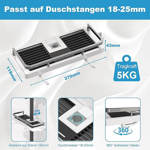 DIYGEEK Badezimmer Dusche Rack Verstellbar Höhe Weiß