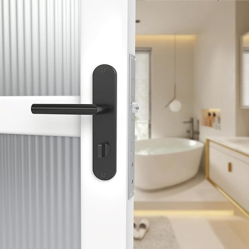 DIYGEEK Badezimmer Türschloss Türklinke Schwarz,WC