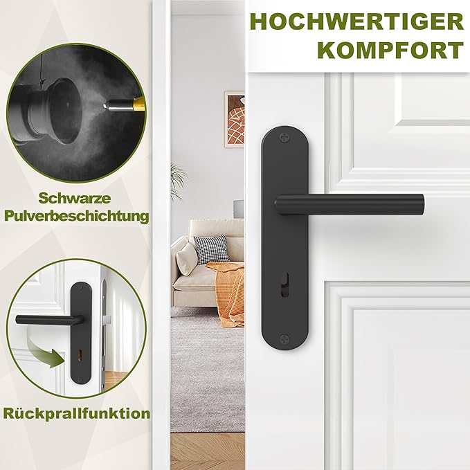 DIYGEEK Türklinke Türbeschlag Drückergarnitur Zimmertür Schwarz,BB