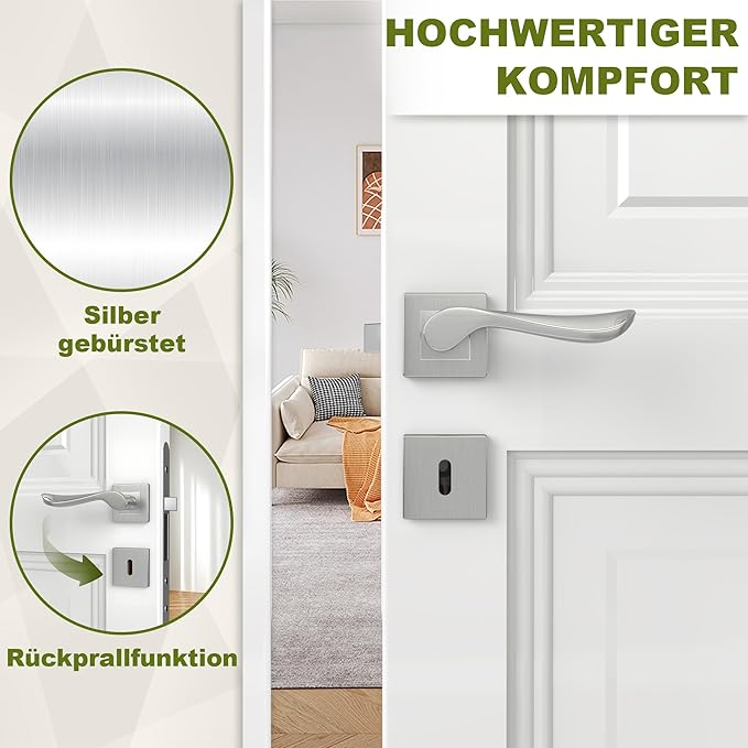 DIYGEEK Drückergarnitur Zimmertür Türbeschlag Silber,BB