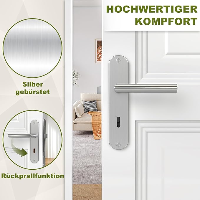 DIYGEEK Langschild Türgriff Türklinke Silber,S4