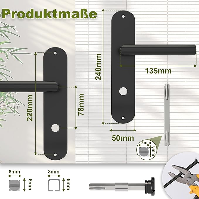 DIYGEEK Badezimmer Türschloss Türklinke Schwarz,WC