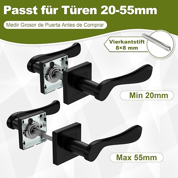 DIYGEEK Türgriff-Set Edelstahl BB-Buntbart Schwarz,BB