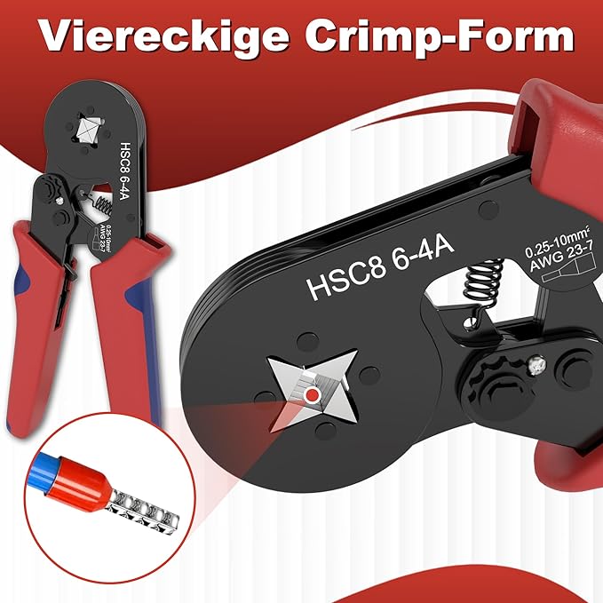 DIYGEEK Aderendhülsenzange für AWG23-7/0 Rot und Blau