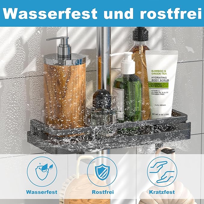 DIYGEEK Duschablage für Duschstange Grau