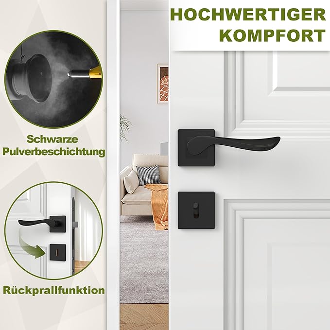 DIYGEEK Türgriff-Set Edelstahl BB-Buntbart Schwarz,BB