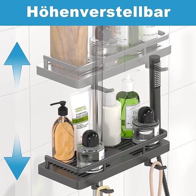 DIYGEEK Duschablage für Duschstange Grau