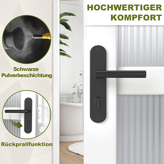 DIYGEEK Badezimmer Türschloss Türklinke Schwarz,WC