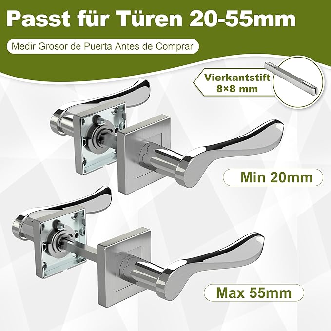 DIYGEEK Türbeschlag Drückergarnitur für Zimmertür Silber,PZ