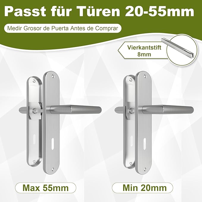 DIYGEEK Türgriffe Innentüren Türbeschlag Langschild Silber, BB