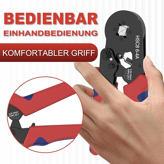 DIYGEEK Aderendhülsenzange für AWG23-7/0 Rot und Blau
