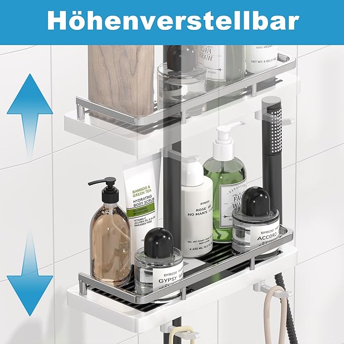 DIYGEEK Badezimmer Dusche Rack Verstellbar Höhe Weiß