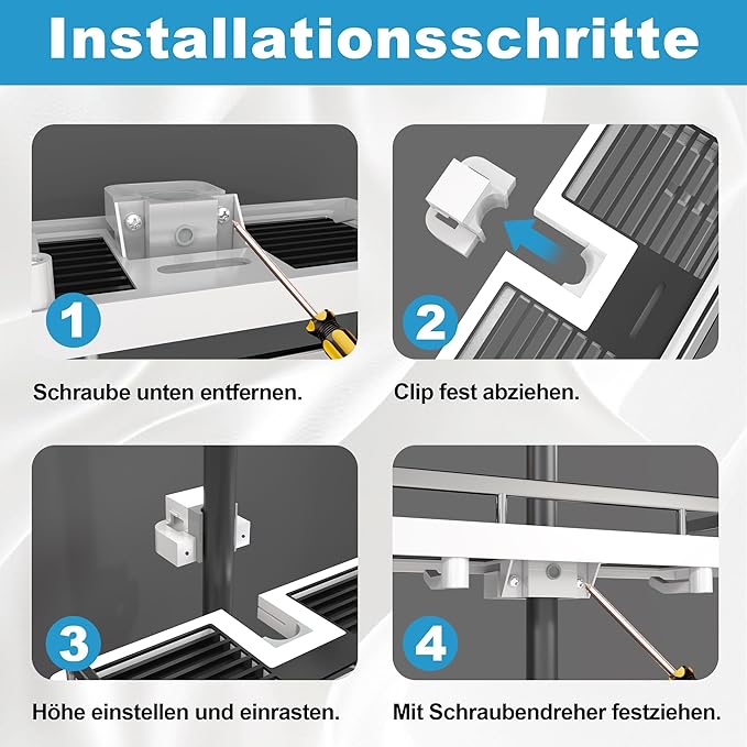 DIYGEEK Badezimmer Dusche Rack Verstellbar Höhe Weiß