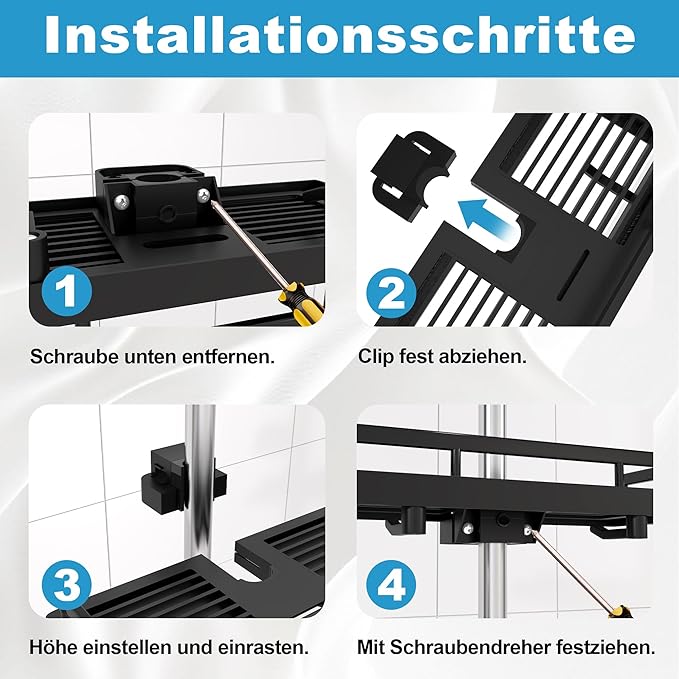 DIYGEEK Duschablage für Duschstange Schwarz