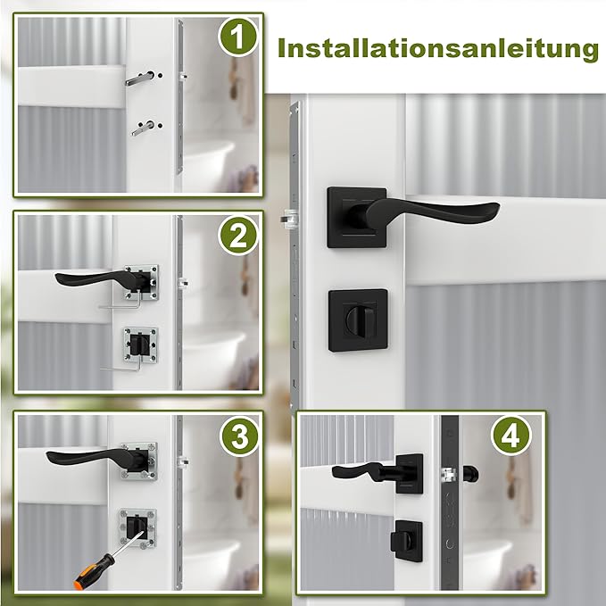 DIYGEEK Badezimmer Türschloss Türklinke Schwarz,WC