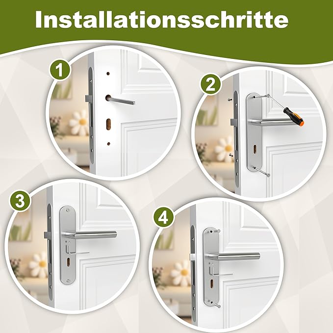 DIYGEEK Türgriffe Innentüren Türbeschlag Langschild Silber, BB