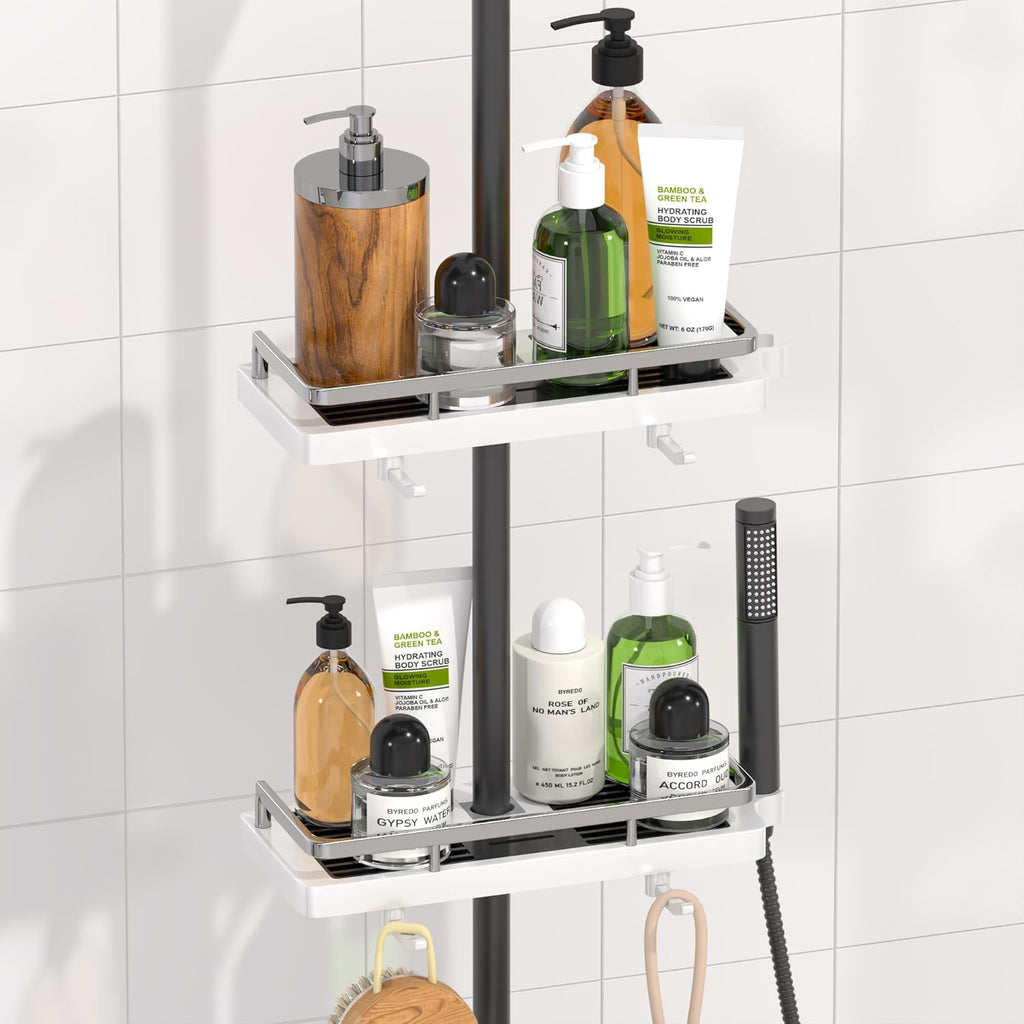 DIYGEEK Badezimmer Dusche Rack Verstellbar Höhe Weiß