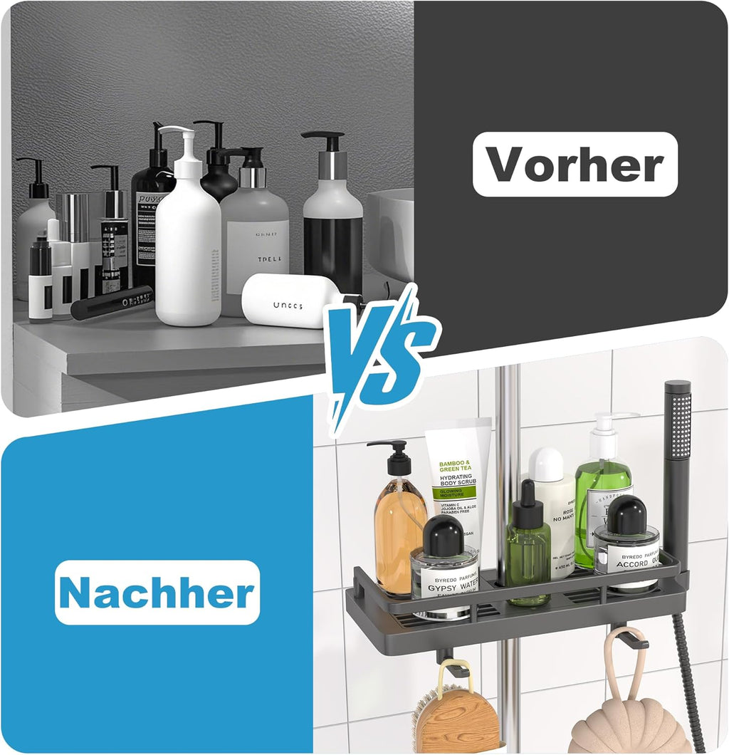 DIYGEEK Duschablage Ohne Bohren für Duschstange Grau