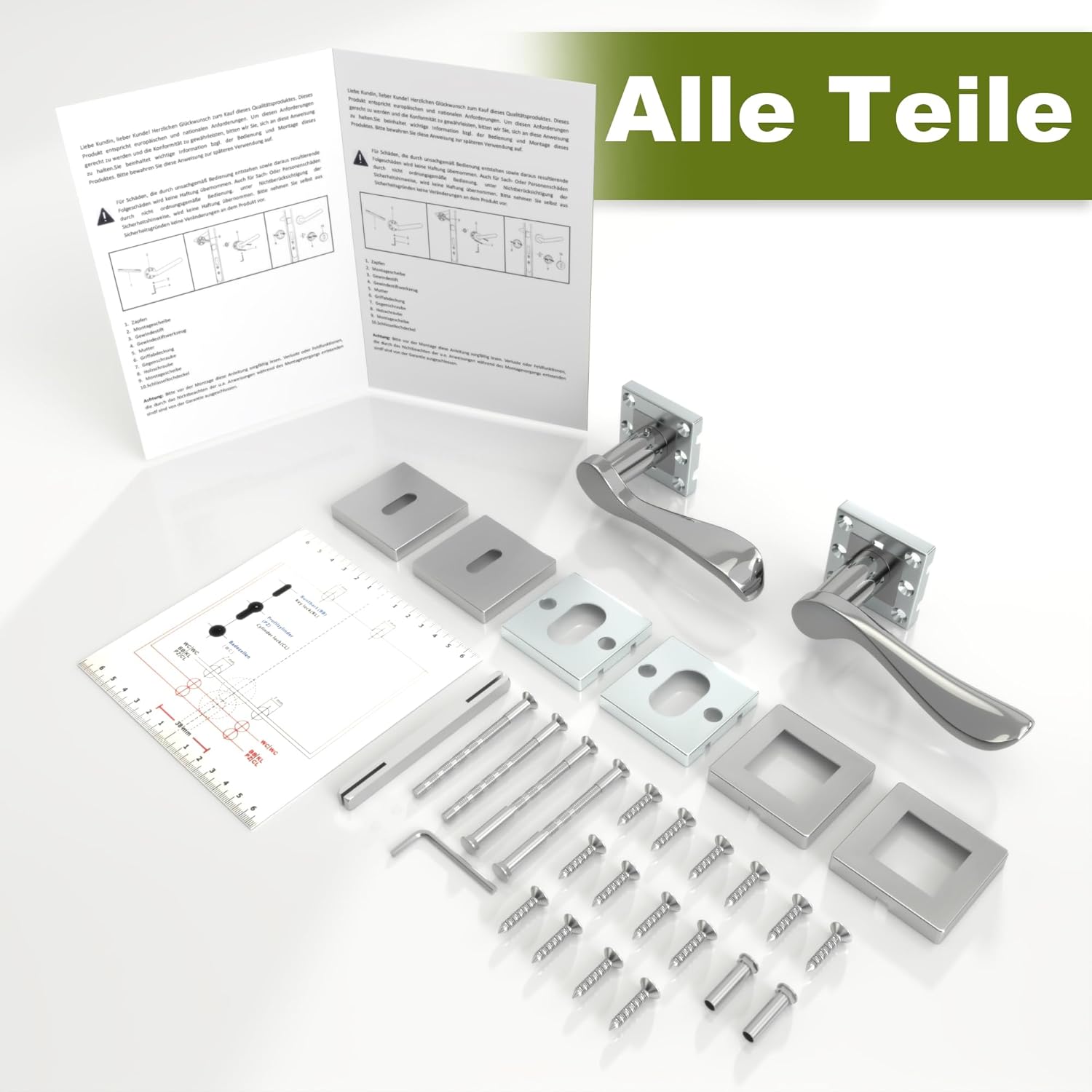 DIYGEEK Drückergarnitur Zimmertür Türbeschlag Silber,BB