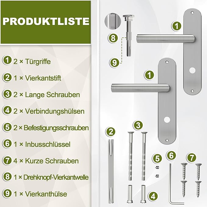 DIYGEEK Türdrücker mit Montagezubehör Silber,GB