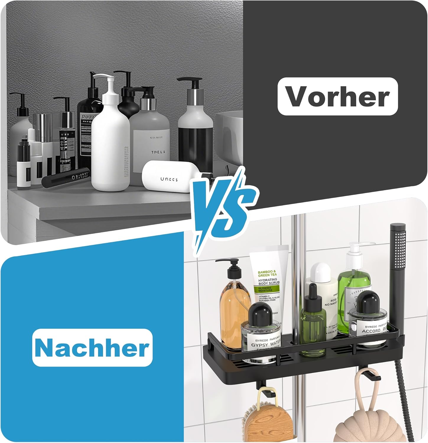 DIYGEEK Duschablage für Duschstange Schwarz