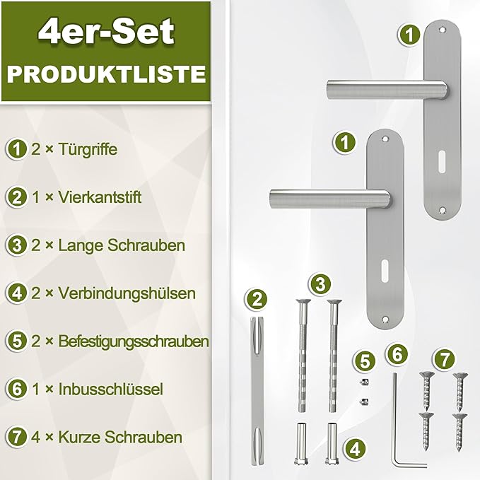 DIYGEEK Langschild Türgriff Türklinke Silber,S4