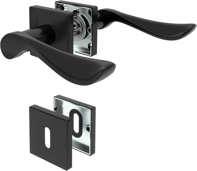 DIYGEEK Türgriff-Set Edelstahl BB-Buntbart Schwarz,BB