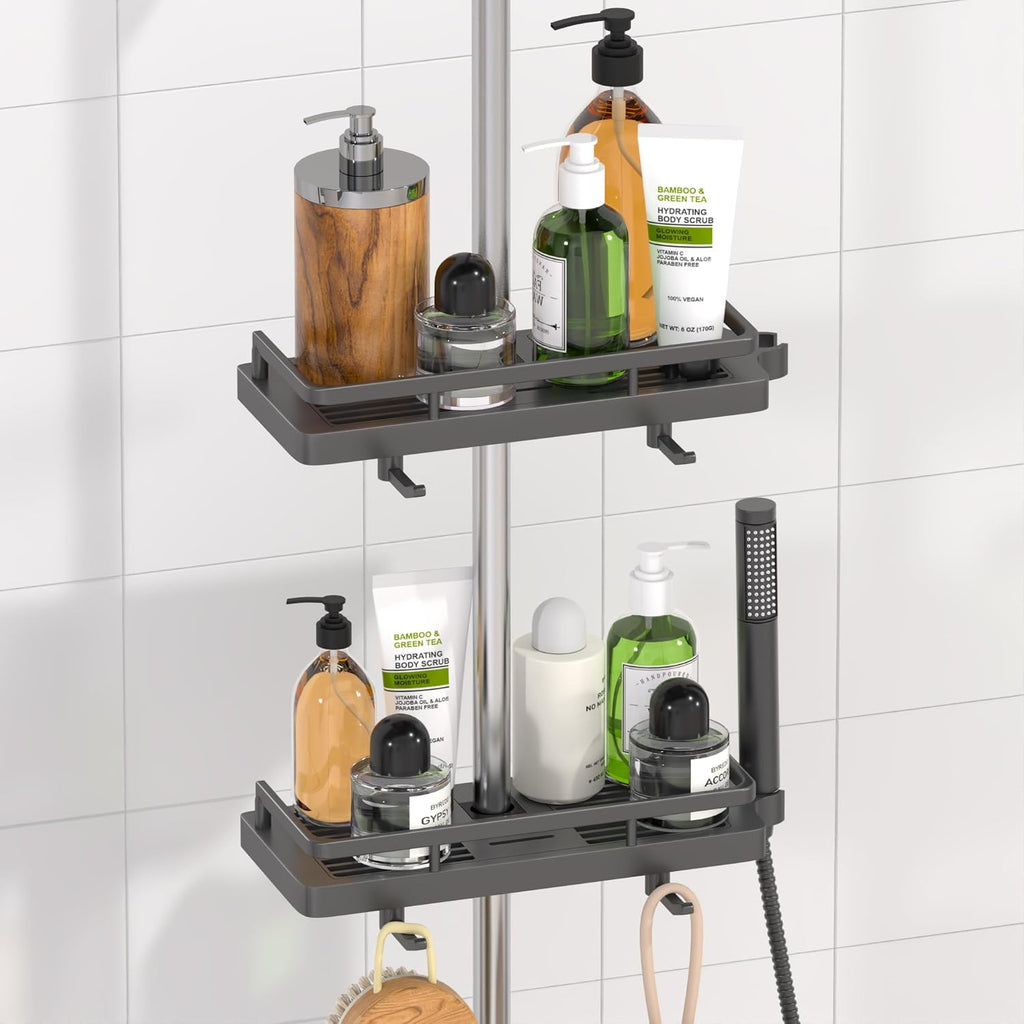DIYGEEK Duschablage Ohne Bohren für Duschstange Grau