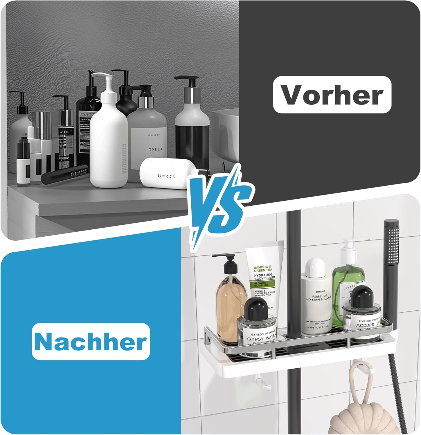DIYGEEK Badezimmer Dusche Rack Verstellbar Höhe Weiß