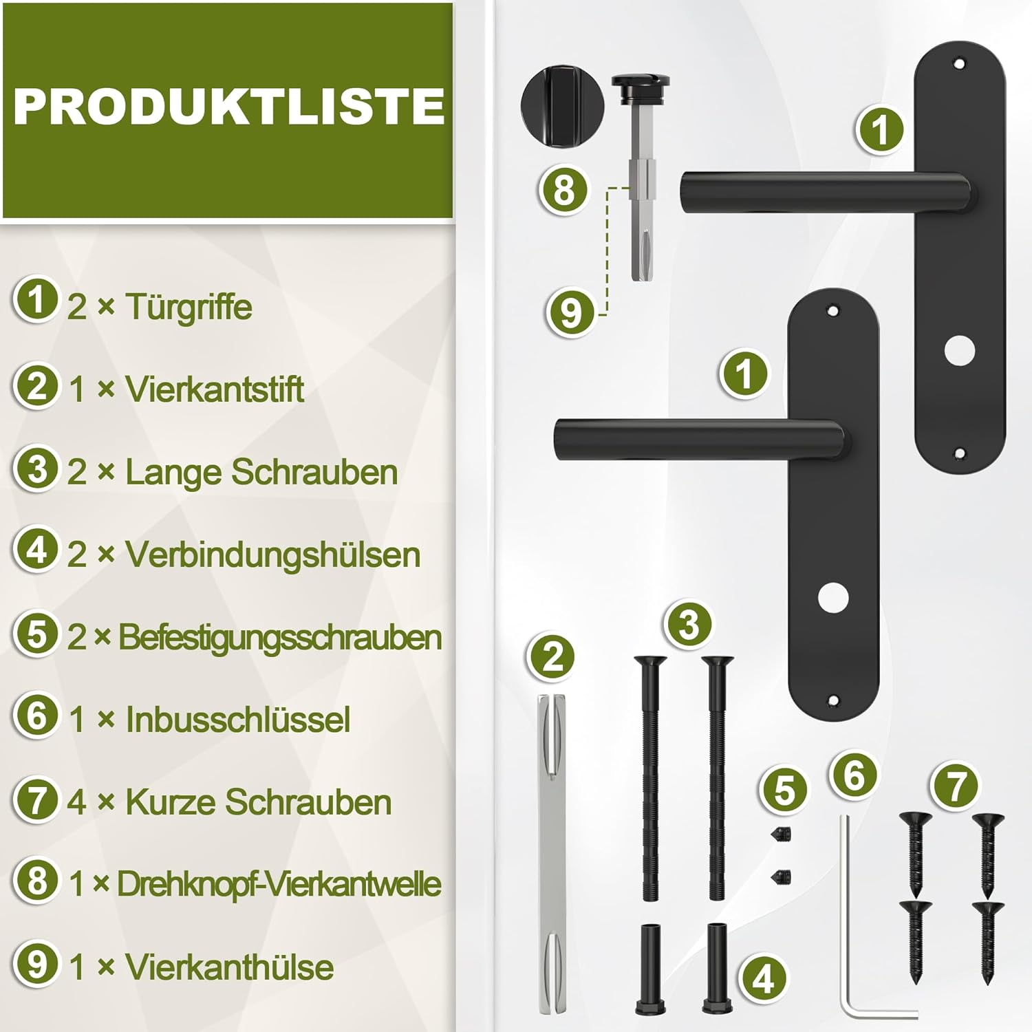 DIYGEEK Badezimmer Türschloss Türklinke Schwarz,WC