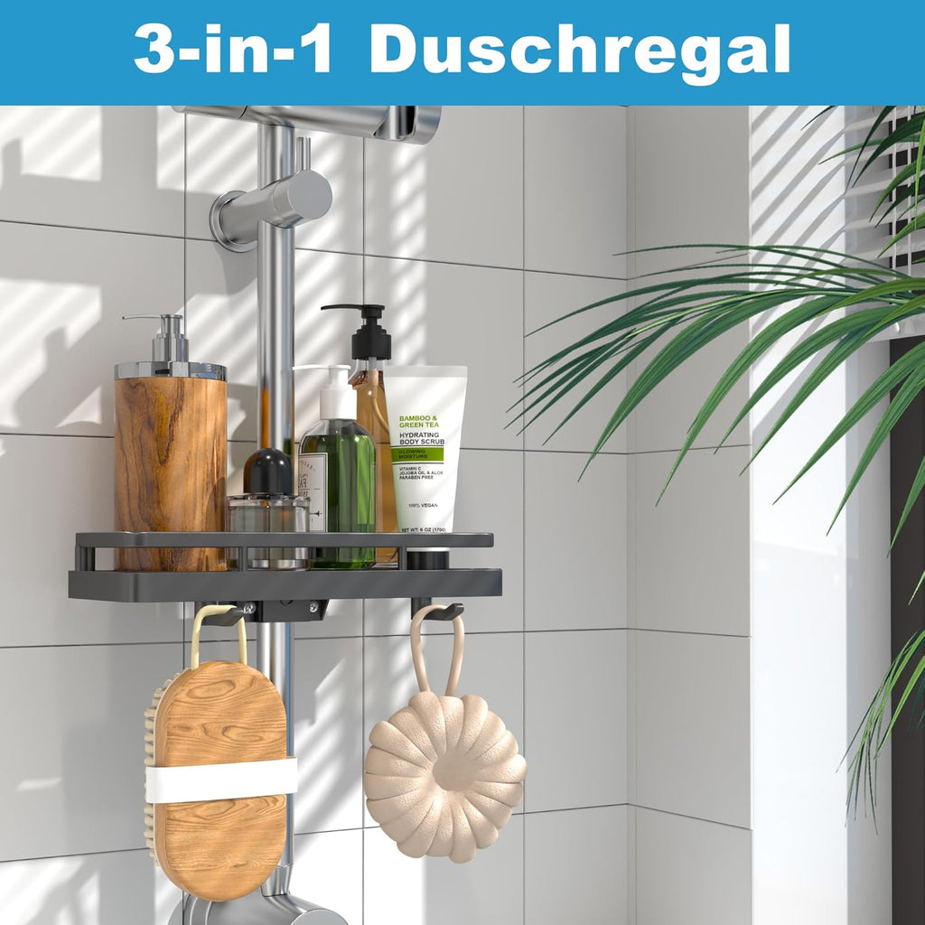 DIYGEEK Duschablage für Duschstange Grau