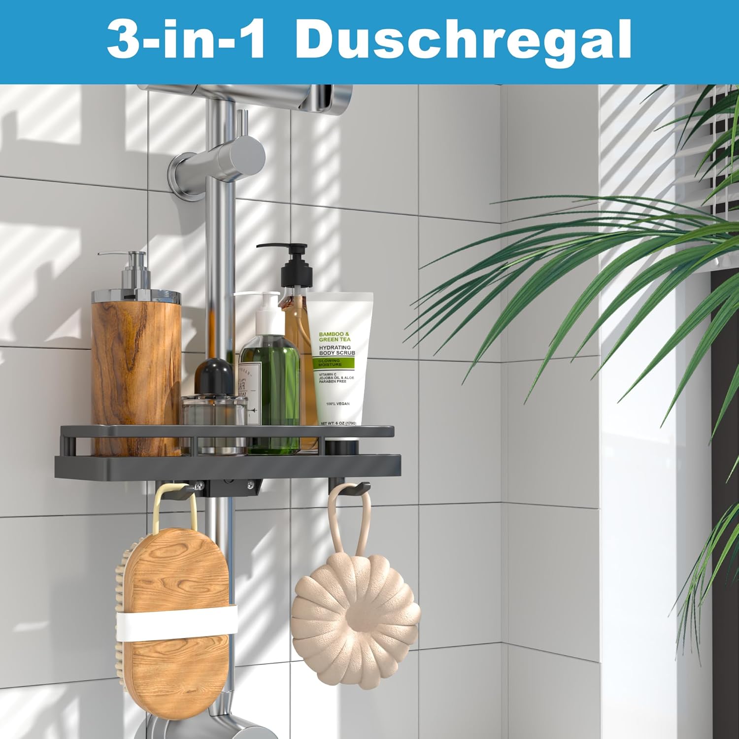 DIYGEEK Duschablage für Duschstange Grau